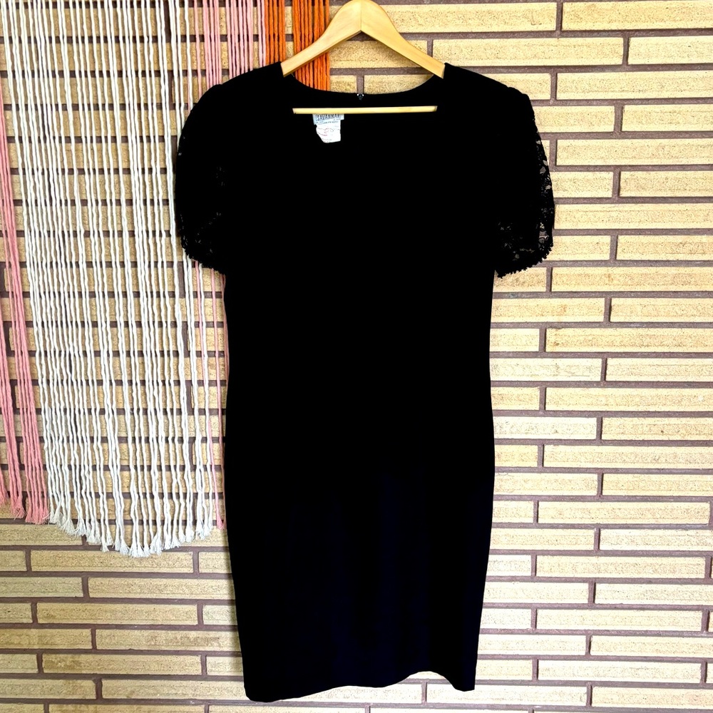 90's Little Black Dress - Bust 40.5 - Size 10 - Savannah - Midi Black Dress -LBD